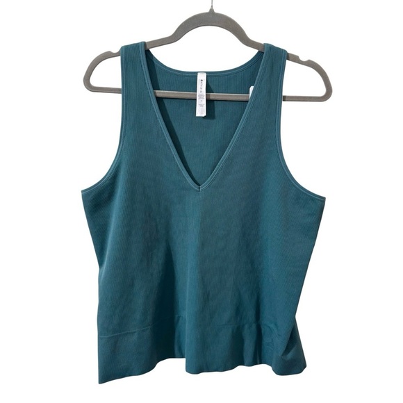 NWT Athleta Aurora Ribbed V-Neck Tank Teal Size 1X - Picture 2 of 7